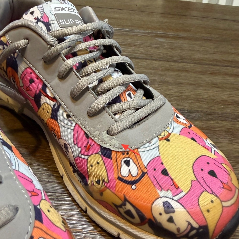 Skechers Work Women 9.5 Wide Dog Print Slip Resistant EH Sneakers 77248W GMLT - Picture 4 of 11